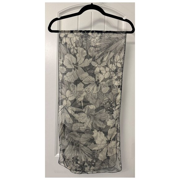 New Dana Herbert 100% Silk Scarf Handmade in Oregon 13”x58” Black and White - Picture 3 of 3